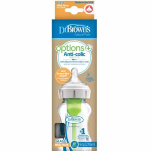 شیشه شیر پیرکس دکتر براون 270 میل آپشن پلاس پهن Dr Browns