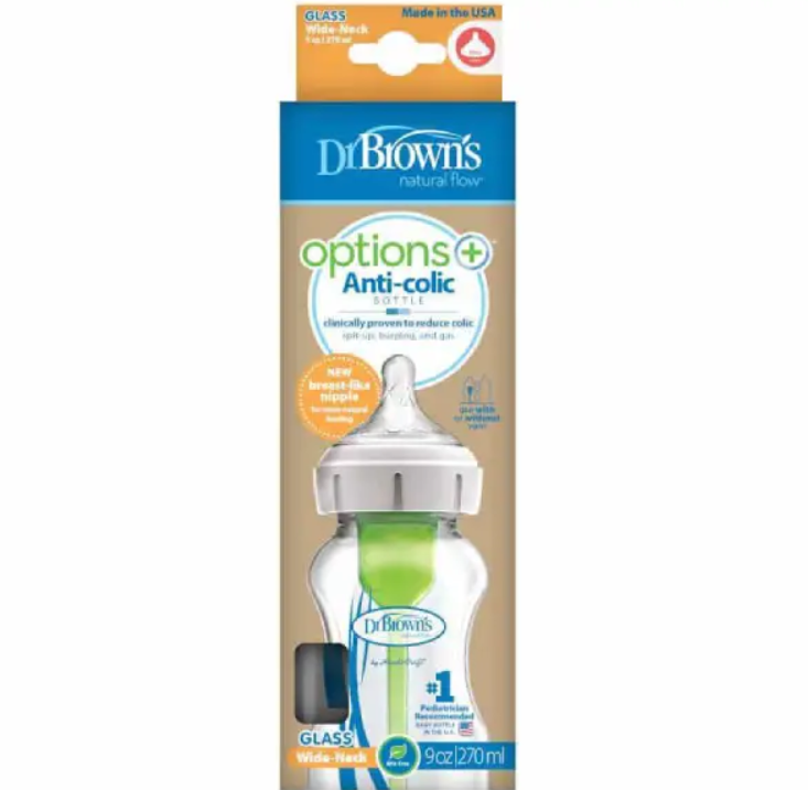 270p شیشه شیر پیرکس دکتر براون 270 میل آپشن پلاس پهن Dr Browns - تصویر 1