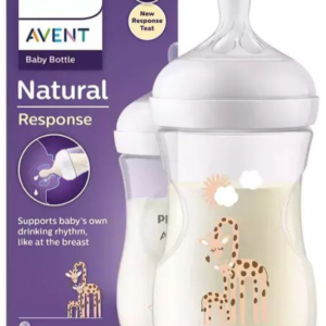 شیشه شیر طلقی ریسپانس نچرال 260میل اونت طرح زرافه Avent